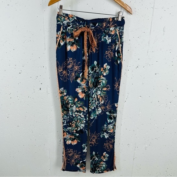 Wanderlux size Medium Navy Blue Floral Pants - Picture 2 of 10